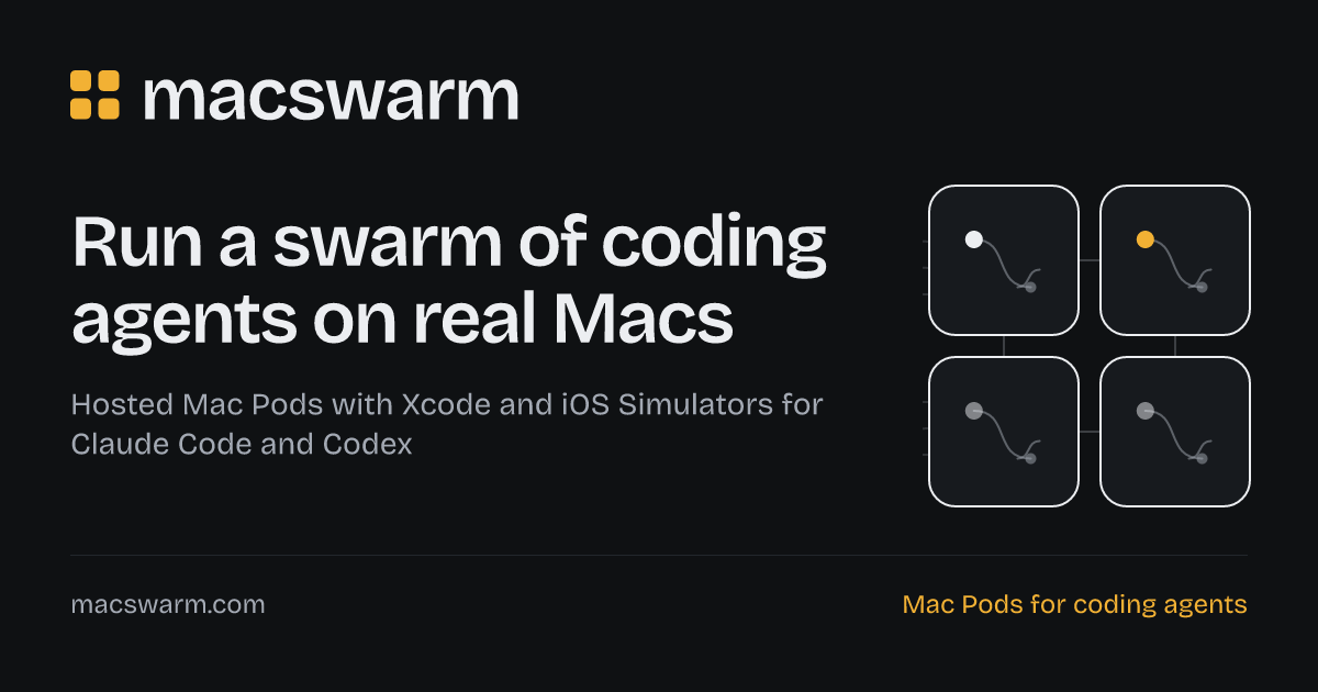 Cloud iOS Simulator for coding agents · Macswarm